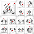 Decorative throw pillow cover on a bed