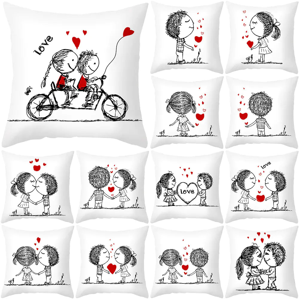 Decorative throw pillow cover on a bed