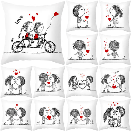 Decorative throw pillow cover on a bed