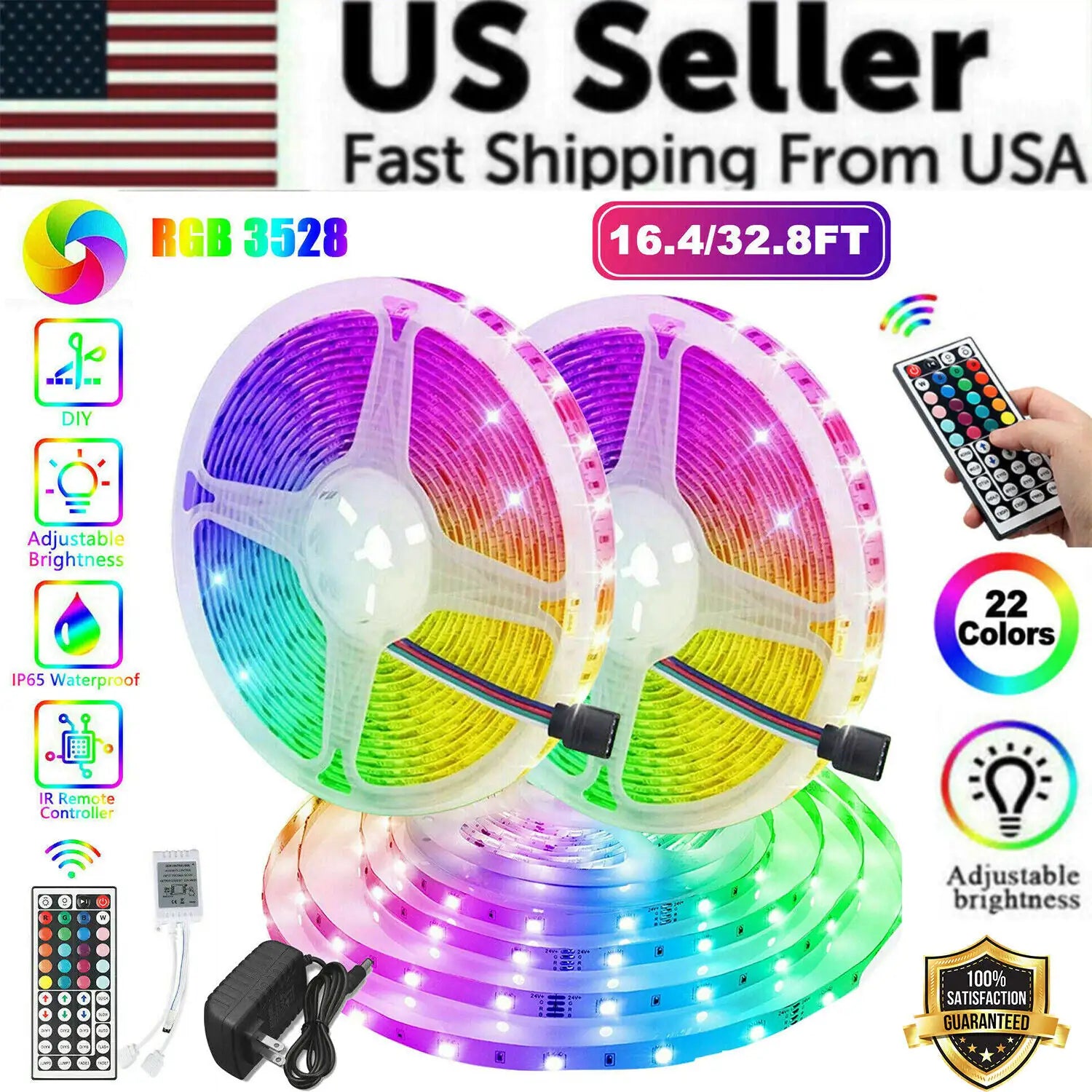 RGB LED strip lights kit with remote