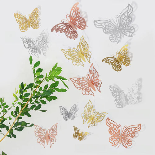 3D metallic butterfly wall stickers set of 12