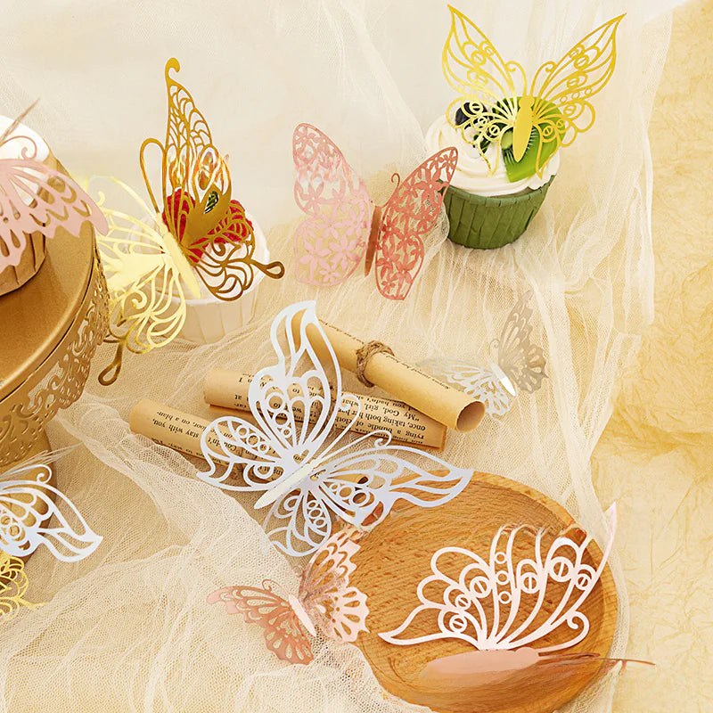 Rose gold 3D butterfly wall decor arrangement